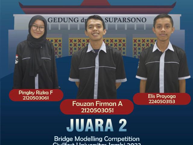 Mahasiswa Prodi Teknik Sipil UNTIDAR Raih Juara 2 dan Juara Favorit Bridge Modelling Competition Civilfest 2023